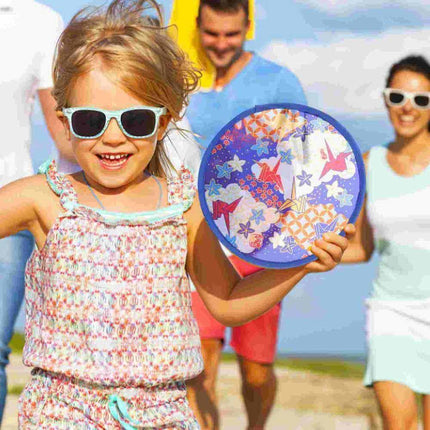 20pcs Art Nylon Hand Fans Round Folding Flying Disk Outdoor