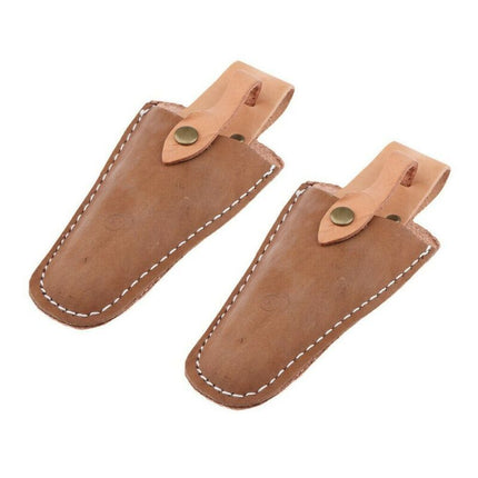 2PCS Brown PU Leather Secateurs Holster Belt Pouch for Garden Tool Scissors