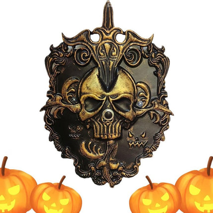 Halloween Iron Skull Doorbell, Spooky Animated Haunted Prop Decor