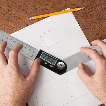 200mm Digital Angle Ruler 360° Stainless Steel Electronic LCD Protractor
