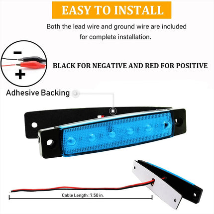 10Pcs Marine Boat 6LED Deck Courtesy Lights Waterproof Blue Stern Transom