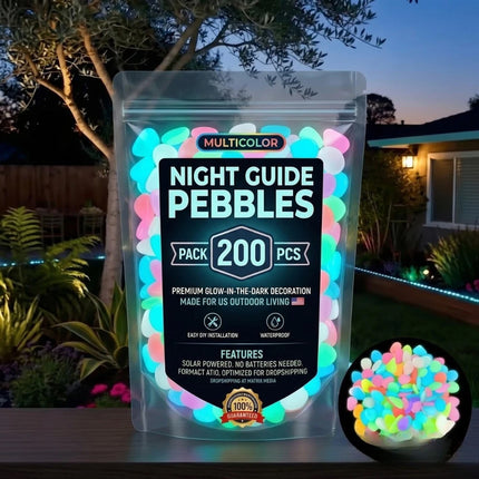 200PCS Glow in the Dark Garden Stones Luminous Outdoor Decoration Gifts