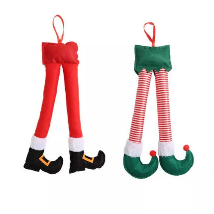 Christmas Santa Elf Legs Car Hanging Decor Stuffed Xmas Ornament Auto Truck
