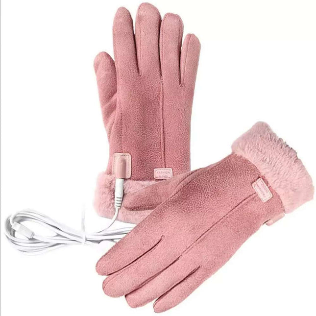 USB Heated Gloves Women Hand Warmer Ladies Winter Warm Gloves