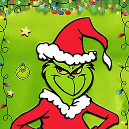 90x200cm Grinch Green Christmas Door Cover Merry Porch Sign Decor