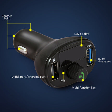 Bluetooth 5.0 FM Transmitter Car Kit Wireless Dual USB Charger MP3 Player