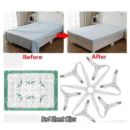 12 Clamps Bed Sheet Grippers, Mattress Fasteners Straps Holders for Fitted