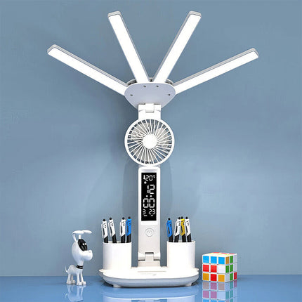 4-in-1 LED Desk Lamp with Fan, Dimmable Reading Light & Night Lamp