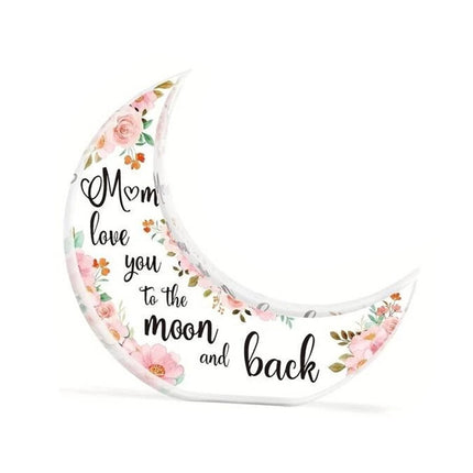 Mum Moon Shaped Acrylic Plaque Christmas Mothers Day Xmas Gift