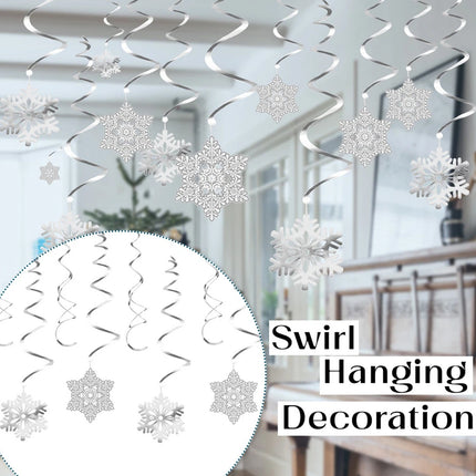 35Pcs Snowflake Swirls Christmas Foil Hanging Ceiling Decor Set Gift
