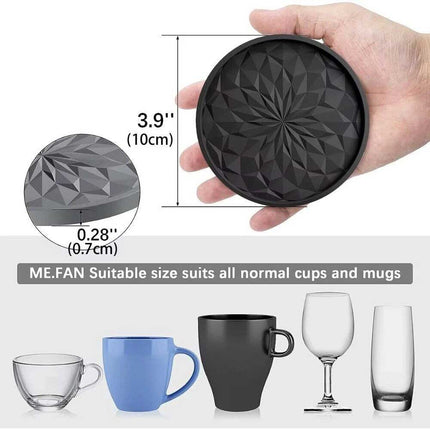 6Pcs Silicone Coasters with Holder, Non-Slip Cup Mats for Drinks & Glasses