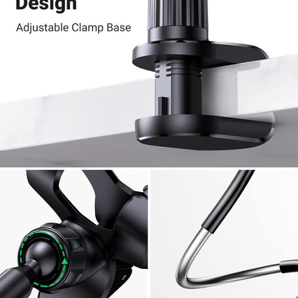 UGREEN Adjustable Bed Phone Holder, Overhead Clamp Long Arm for 4-7.2" Devices