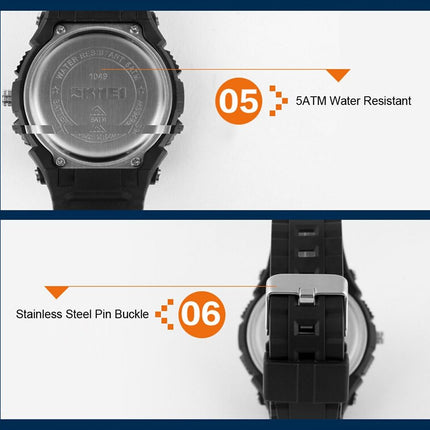 Men's Solar Sports Watch Dual Time LED Digital Waterproof Analog