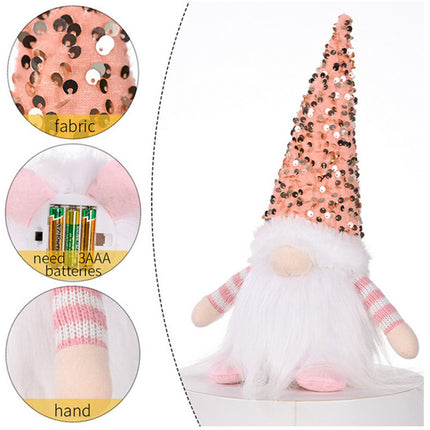 Christmas Gnome Santa Light with Bling Hat Xmas Party Home Table Decor