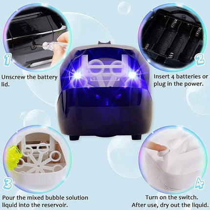 Electric Bubble Machine USB Automatic Bubble Blower Wedding Party Xmas