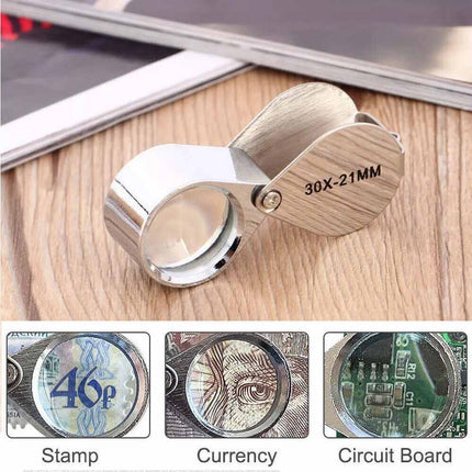 10X 20X 30X Jewelers Loupe Magnifying Glass Pocket Loop Magnifier Jewelry