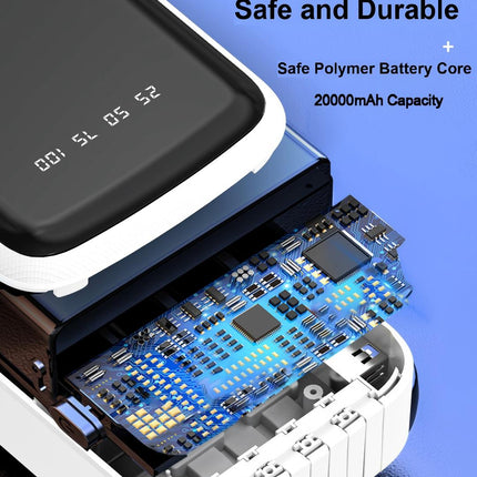 Slim Portable Power Bank 3C Certified 10000mAh 20000mAh Built in Cable Charger