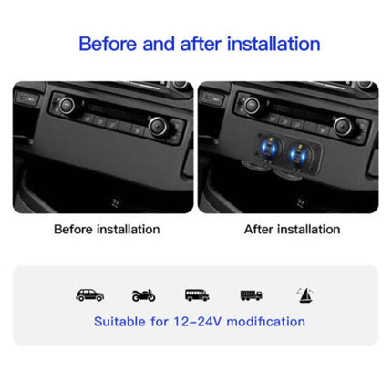 12-24V Car Fast Charger Panel 2x QC3.0 + 2x PD USB-C Ports