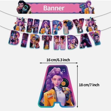 KPop Demon Hunters Party Supplies Banner Balloons Cake Toppers Decor Set