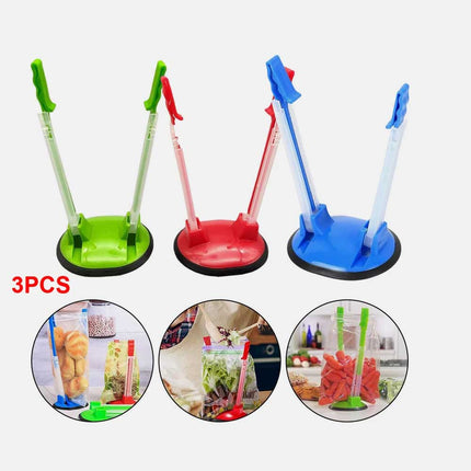 3x Baggy Rack Holder Stand for Food Prep, Freezer & Ziplock Bags
