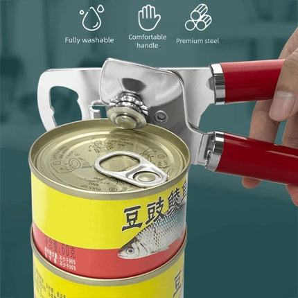 Stainless Steel Multifunctional Can Opener, Professional Effortless Red