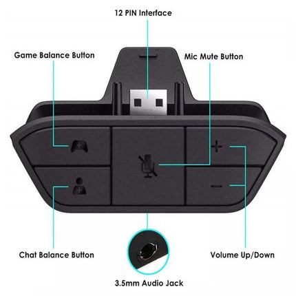 Headset Adapter for Xbox One Stereo Headphone Converter Game Controller