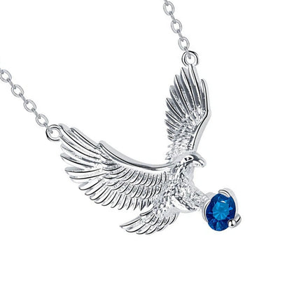 Flying Eagle Pendant Necklace in Silver Plated Blue for European Women
