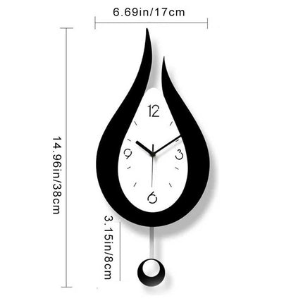 Modern Waterdrop Silent Wall Clock Acrylic Pendulum Hanging Decor