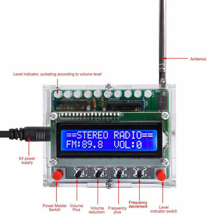 DIY Electronics Kit RDA5807 FM Radio 5W Amplifier Indicator