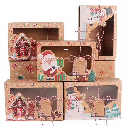 12Pcs Xmas Candy Cookie Gift Boxes Bakery Cupcake Muffin Cake Box