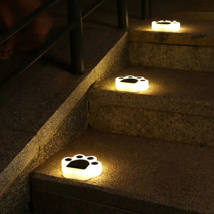 4Pcs Animal Bear Paw Solar Garden Lights, Waterproof Outdoor Yard Lamp