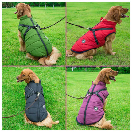 Waterproof Winter Dog Jacket with Harness, Breathable Sizes S-L