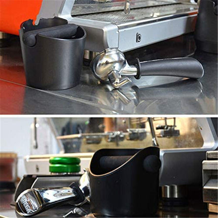 Coffee Waste Container with Knock Bar & Tamper Tube, Black Bucket for Barista