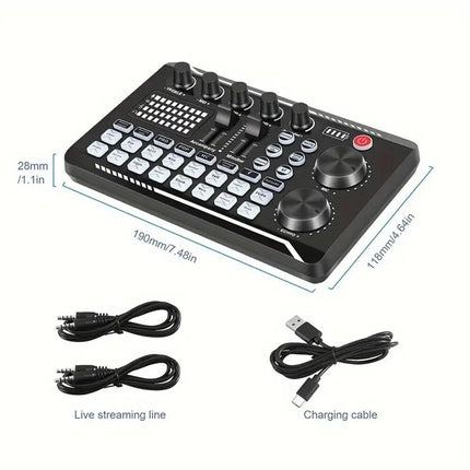 Portable Live Sound Card Audio Interface with DJ Effects & Voice Changer