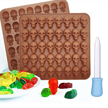 40 Cavity Silicone Halloween Skull Gummy Candy Jelly Mold Ice Tray