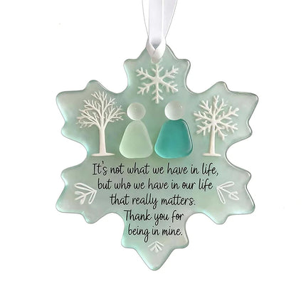 Snowflake Sea Glass Friendship Christmas Tree Hanging Ornament Decor