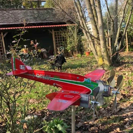 Compass Weather Vane Garden Decoration with Airplane Wind Spinner Windmill