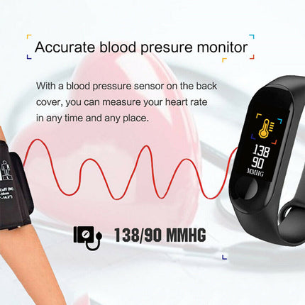 Bluetooth Activity Tracker Watch Heart Rate Monitor Smart Bracelet Pedometer