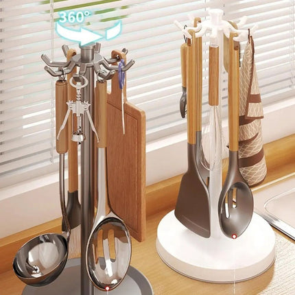 Rotatable Kitchen Tool Holder Utensil Stand for Spoon Spatulas Whisks