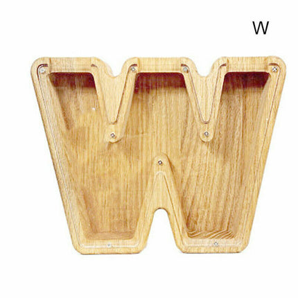 Wooden Piggy Bank, Funny Letter Coin Money Box for Kids & Adults Gift