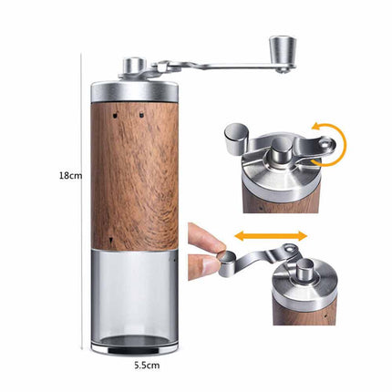 Portable Travel Hand Coffee Bean Grinder Stainless Steel Conical Burr