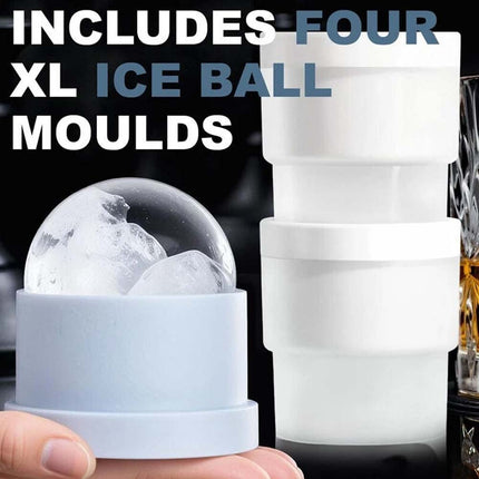4X Large Silicone Ice Ball Maker Tray, Big Sphere Mold for Whiskey