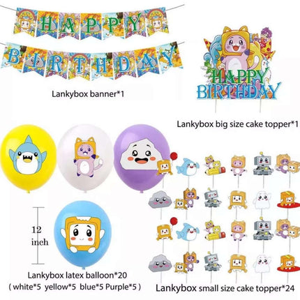 LankyBox Birthday Party Set Balloons Banner Cake Toppers Decor