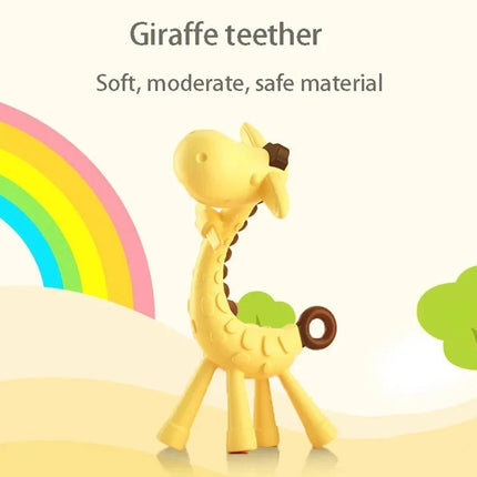 3-Pack Giraffe Silicone Teething Toothbrush, BPA-Free Chew Toy