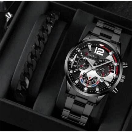 Men's Stainless Steel Watch Business Fashion with FREE Gift Bracelet