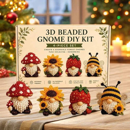 3D Beaded Gnome Craft Kit, DIY Handmade Bead Art Set for Teens & Adults