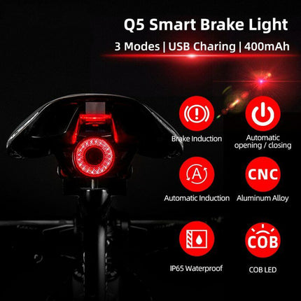 Waterproof Smart Bike Rear Light 400mAh LED with Auto Brake Sensor