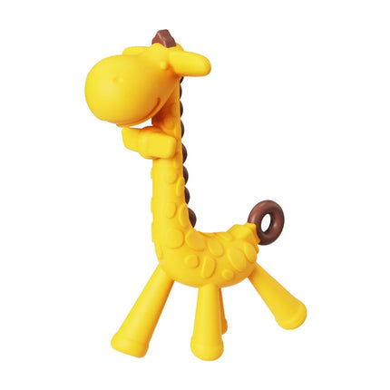 3-Pack Giraffe Silicone Teething Toothbrush, BPA-Free Chew Toy