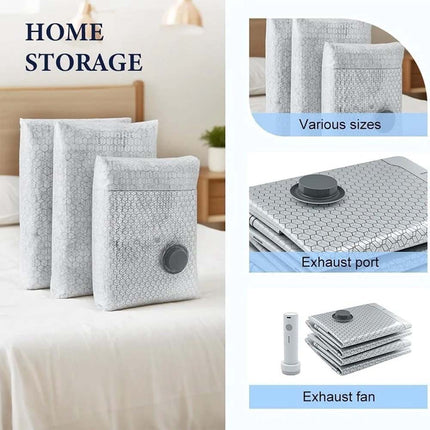 6x Cordless Travel Vacuum Bag Set with Rechargeable Pump Bedding Clothing