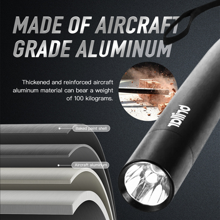 Brillar 35cm Aluminium Torch Flashlight – Black Self Defence Light
